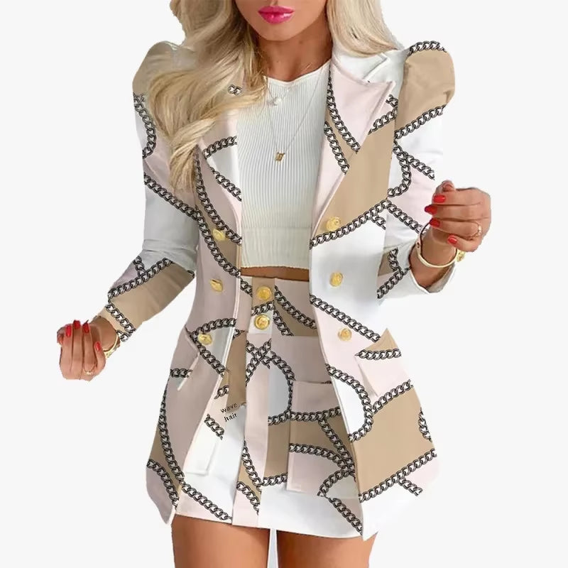 2025 Spring Autumn Women's Fashion Plaid Print Mini Dress Set - Elegant Casual 2-Piece Suit